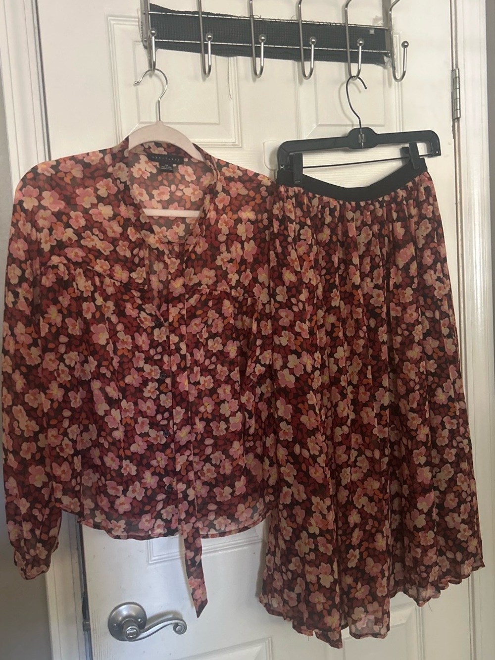 Sanctuary Floral Midi Skirt and Blouse Set